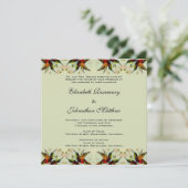 Invitation Mariage vintage, colibris et fleurs (Debout devant)