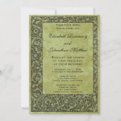 Invitation Mariage Vintage, Couronne de fleurs victorienne (Devant)