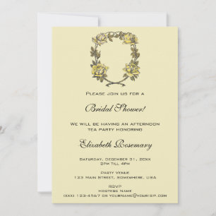 Invitation Mariage Vintage, Couronne de Roses Jaunes de Jardi