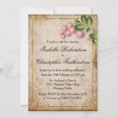 Invitation Mariage vintage de baies roses (Devant)