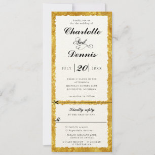 Invitation mariage Vintage de bordure en or avec rsvp attaché