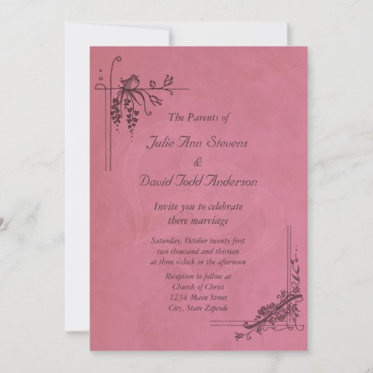 Invitation Mariage vintage de Bourgogne (Devant)