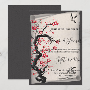 Invitation mariage vintage de fleurs de cerisier