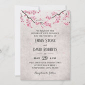 Invitation Mariage vintage de fleurs de cerisier rose (Devant)