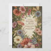 Invitation Mariage vintage de fleurs victoriennes (Devant)