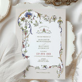 Invitation Mariage vintage de fleurs victoriennes