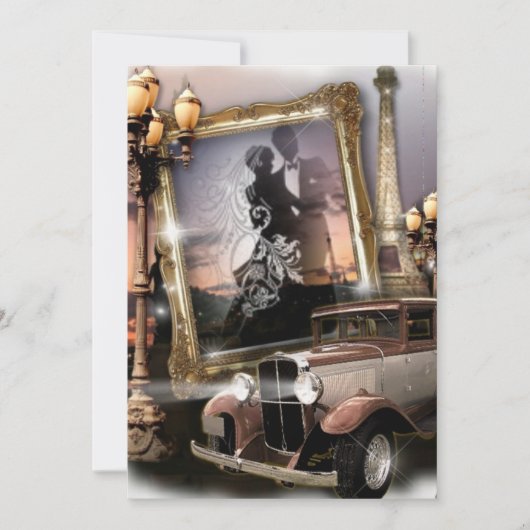 Invitation Mariage Vintage de gangsters damassés (Devant)