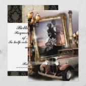 Invitation Mariage Vintage de gangsters damassés (Devant / Derrière)