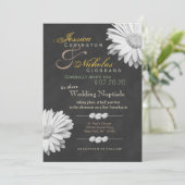 Invitation Mariage Vintage de Gerbera Floral (Debout devant)