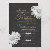 Invitation Mariage Vintage de Gerbera Floral (Devant / Derrière)