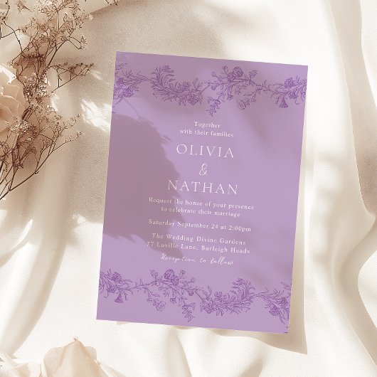 Invitation Mariage Vintage de lavande