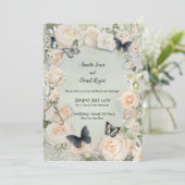 Invitation Mariage vintage de mesure des papillons botaniques (Debout devant)