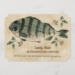 Invitation Mariage vintage de poissons d'aquarelle