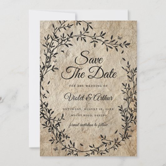 Invitation Mariage vintage De Serres Botaniques Enregistrer L (Devant)