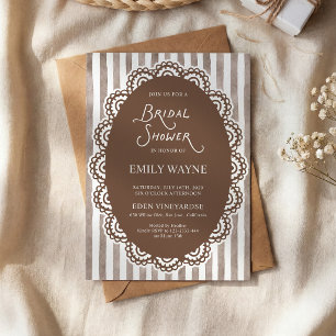 Invitation Mariage Vintage Dentelle Marron