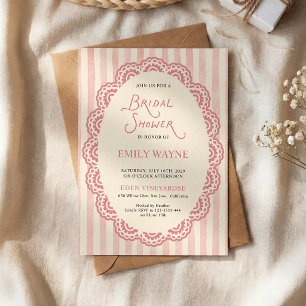 Invitation Mariage Vintage Dentelle Rose