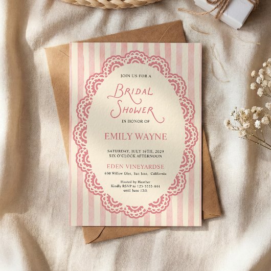 Invitation Mariage Vintage Dentelle Rose