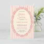 Invitation Mariage Vintage Dentelle Rose (Debout devant)