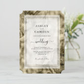 Invitation Mariage vintage doré (Debout devant)