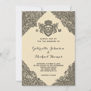 Invitation Mariage Vintage Dragon à Nœud Celtique