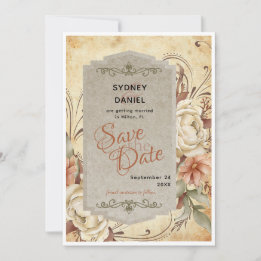 Invitation Mariage vintage du Rose d'automne Enregistrer la c