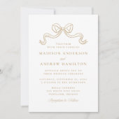 Invitation Mariage vintage Elegance Gold Bow (Devant)