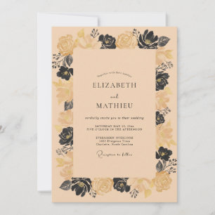 Invitation Mariage Vintage Élégant Abricot