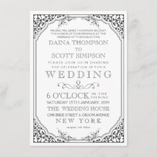 Invitation Mariage Vintage élégant de cadre en fibre