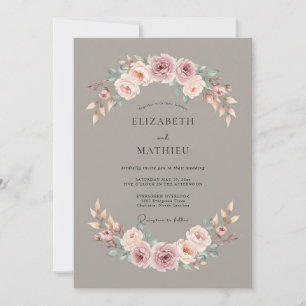 Invitation Mariage Vintage Élégant Mauve Atténué