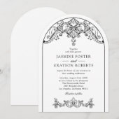 Invitation Mariage Vintage Élégant Rococo (Devant / Derrière)