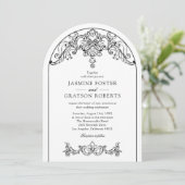 Invitation Mariage Vintage Élégant Rococo (Debout devant)