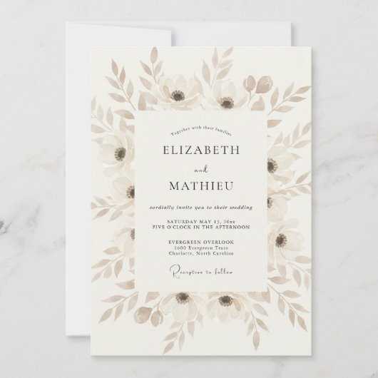 Invitation Mariage Vintage Ethéré à la Crème (Devant)