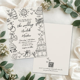 Invitation Mariage Vintage Fantaisiste Dessiné à la Main