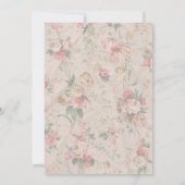 Invitation Mariage vintage fleuri féminin classique (Dos)