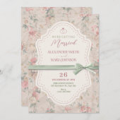 Invitation Mariage vintage fleuri féminin classique (Devant / Derrière)