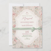 Invitation Mariage vintage fleuri féminin classique (Devant)