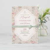 Invitation Mariage vintage fleuri féminin classique (Debout devant)