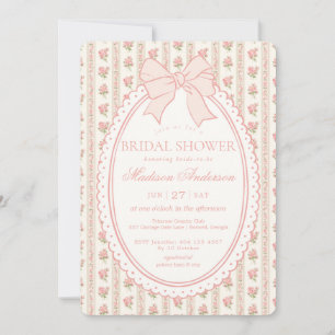 Invitation Mariage Vintage Fleuris Élégants Beige & Pêche