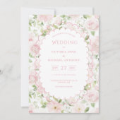 Invitation Mariage Vintage Fleurs Roses (Devant)