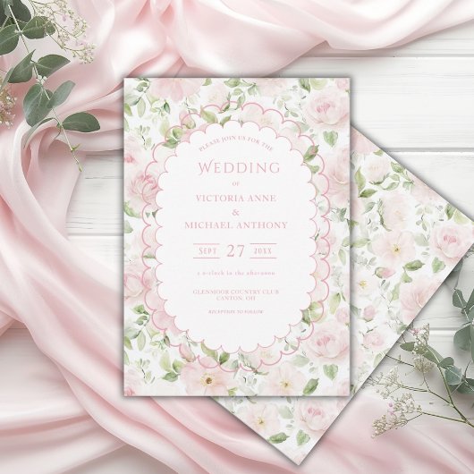 Invitation Mariage Vintage Fleurs Roses
