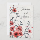 Invitation Mariage Vintage Fleurs Rouges (Devant)