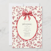 Invitation Mariage Vintage Fleurs Rouges et Vignes (Devant)