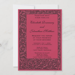 Invitation Mariage Vintage, Fleurs Victoriennes Motif Floral