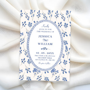 Invitation Mariage vintage floral bleu