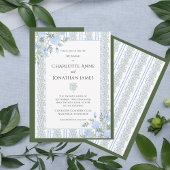 Invitation Mariage Vintage Floral Bleu