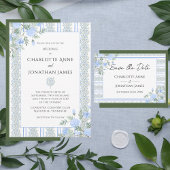 Invitation Mariage Vintage Floral Bleu