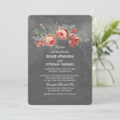 Invitation Mariage vintage Floral Chalkboard (Debout devant)