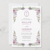 Invitation Mariage vintage Floral Monogram (Devant)
