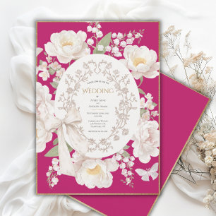 Invitation Mariage Vintage Floral Pivoine Rose