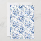 Invitation Mariage vintage Floral Toile Bleu (Dos)